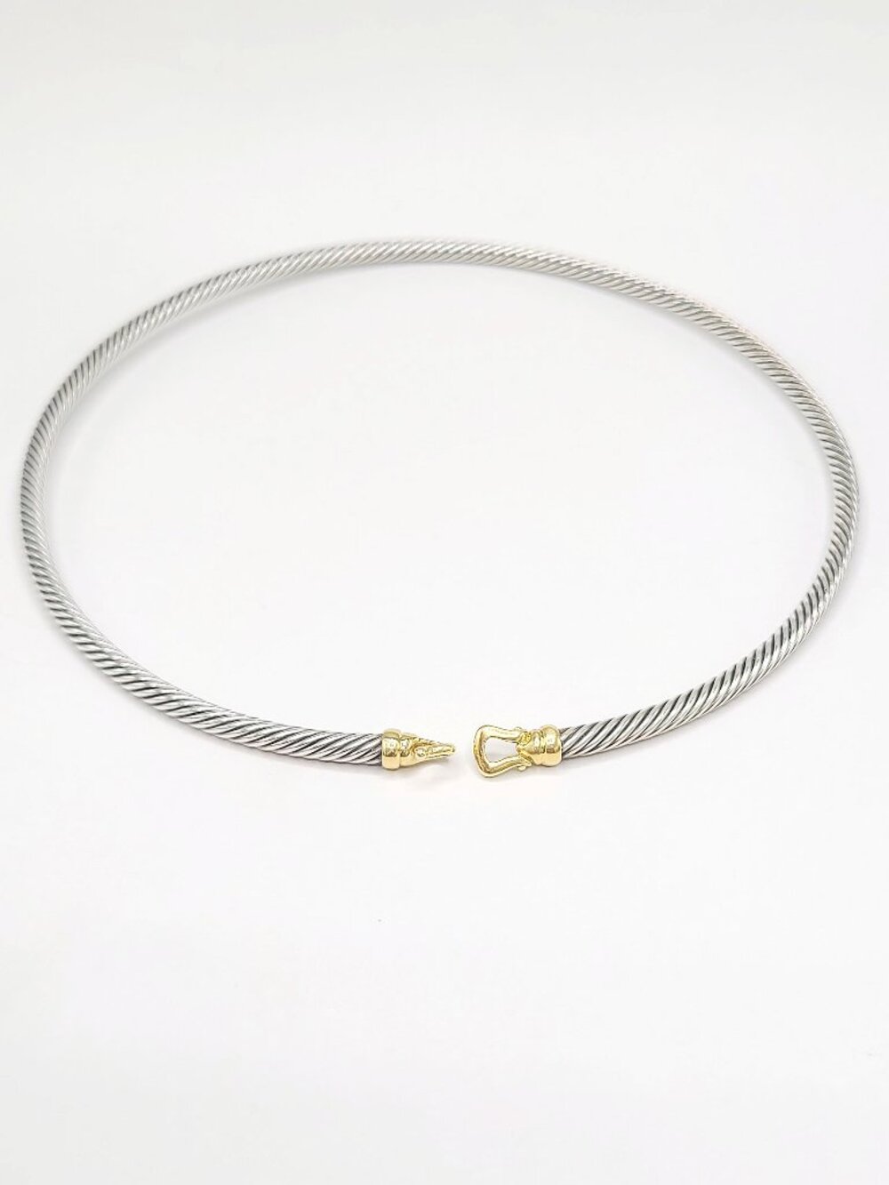 David Yurman Cable Buckle Choker Necklace w/ 18K Yellow Gold - 4mm - 15" - RARE - Picture 9 of 15